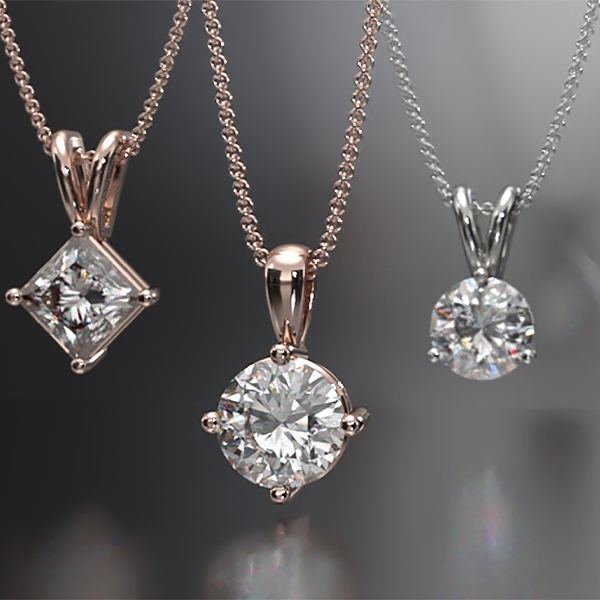 solitaire diamond necklace and pendants